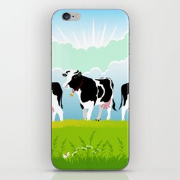 Vector Illustration White Cow Big Black iPhone Skin