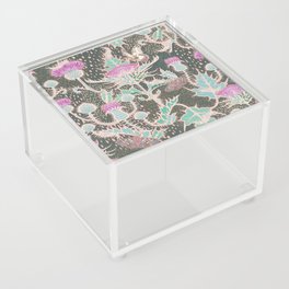 Thistle, moth, butterfly, caterpillar floral garden artwork pattern Acrylic Box