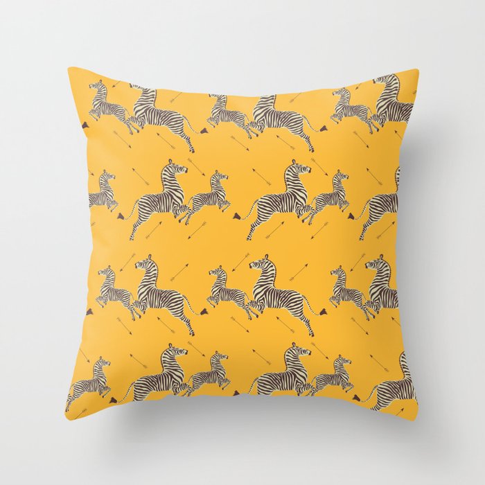 Royal Tenenbaums Zebra Wallpaper - Mustard Yellow Throw Pillow