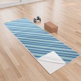 [ Thumbnail: Blue & Powder Blue Colored Striped/Lined Pattern Yoga Towel ]