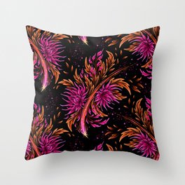 Floral Supernova - Orange Magenta Throw Pillow