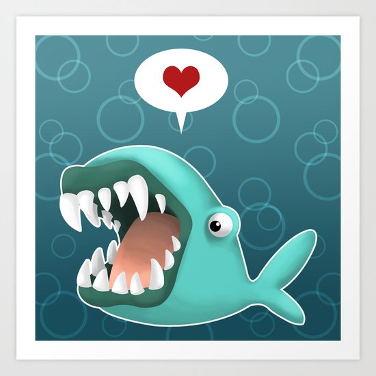 Carnivorous Whale wants Love Art Print