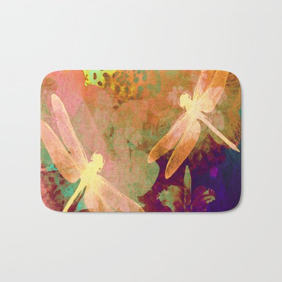 Dragonflies and Orchids QW Bath Mat