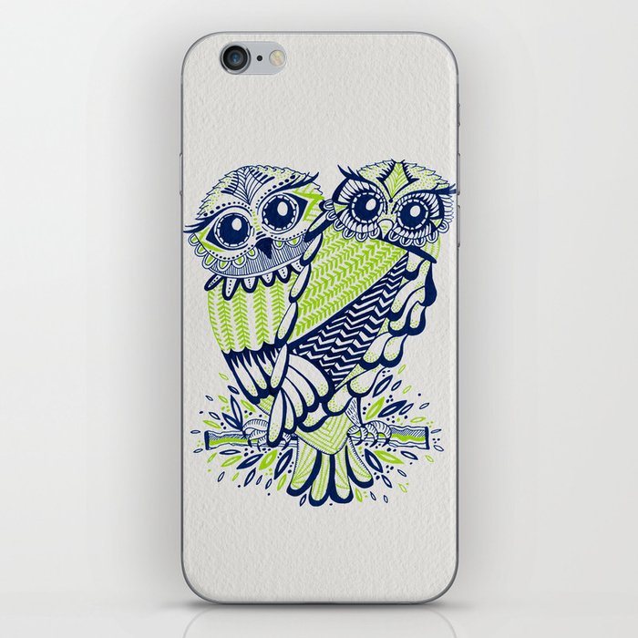 Owls – Navy & Lime iPhone Skin