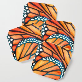 Monarch Butterfly Wings Watercolor Abstract Coaster