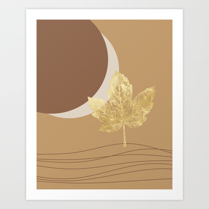 GOLDEN LEAF & MOON Art Print