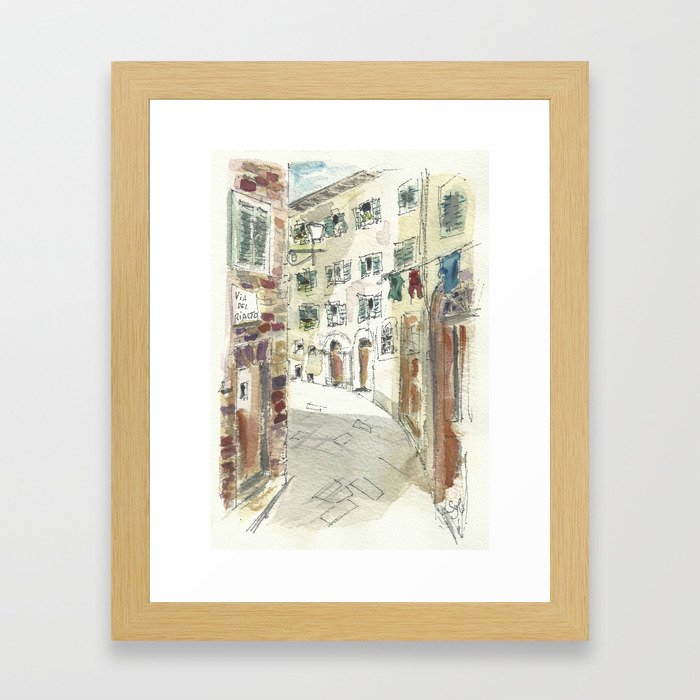 Siena little street Framed Art Print
