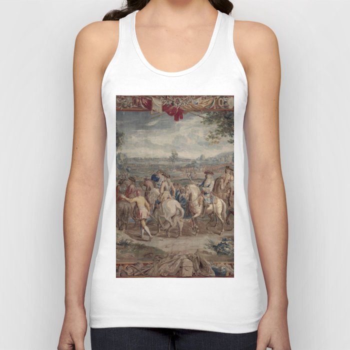 Antique 18th Century 'The March' Flemish Landscape Tapestry Tank Top