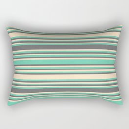 [ Thumbnail: Aquamarine, Dim Gray, and Bisque Colored Lines/Stripes Pattern Rectangular Pillow ]