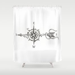 Compass with Arrow (Tattoo stule) Shower Curtain
