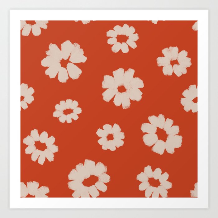 Daisy field in poppy red Art Print