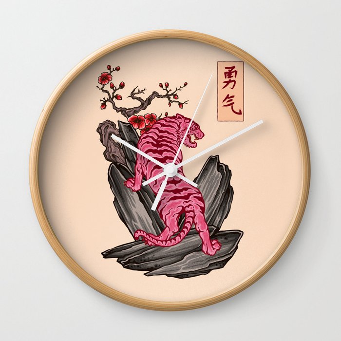 Japanese Courage Tiger Wall Clock