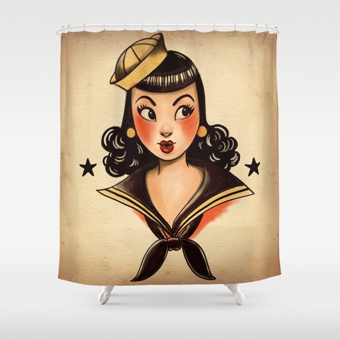 Sailor Jerry Tribute Shower Curtain By Pinupbombshells Society6