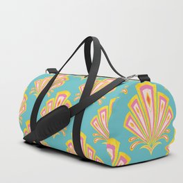 Yellow and turquoise Art Deco motif Duffle Bag
