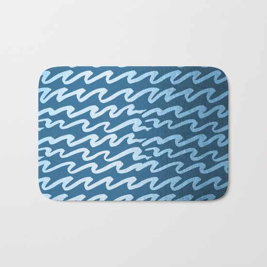 Abstract Waves - Blue Raspberry Shimmer on Saltwater Taffy Teal Bath Mat