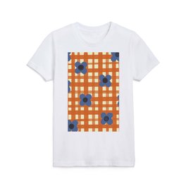 Red floral check pattern Kids T Shirt