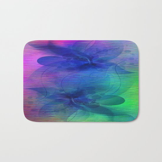 Rainbow Ripples and Ribbons Abstract Bath Mat