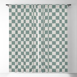 Beige and Green Square Blackout Curtain