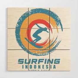 Indonesia surfing Wood Wall Art
