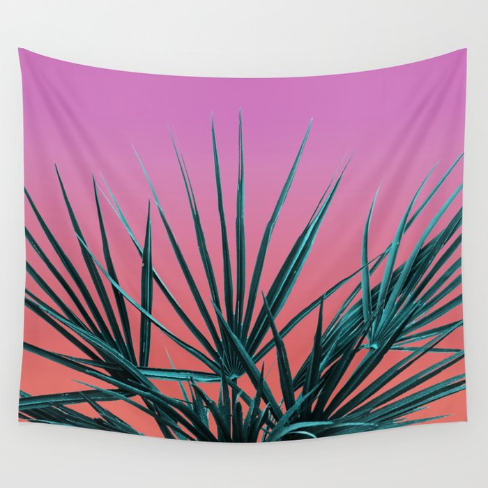 Pink palm tapestry sales