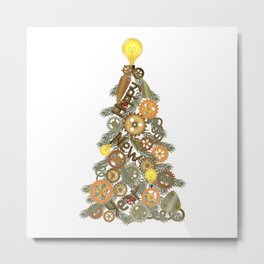 Steampunk Christmas Tree Metal Print