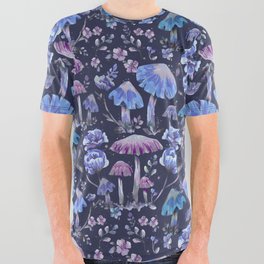 Magical mushrooms forest at night All Over Graphic Tee