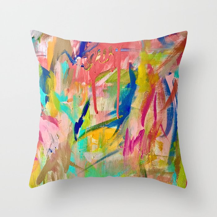 Wild Child: a colorful, vibrant abstract piece in neon and bold colors Throw Pillow
