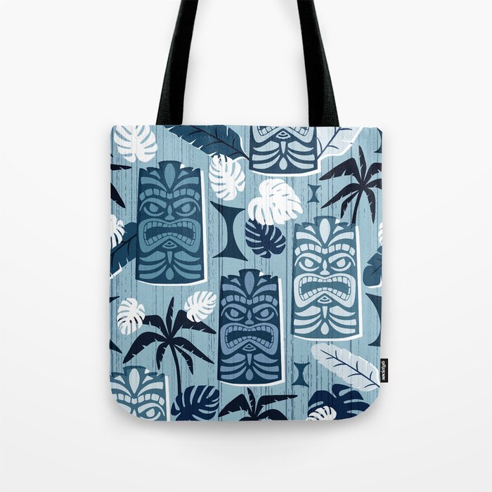 Tiki Time Blue Tote Bag