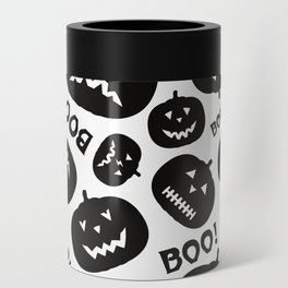 Halloween Black and White Pattern with Pumpkin Silhouette and inscription Boo Can Cooler