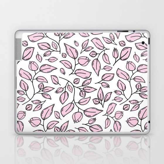 Sweet pink floral silhouette pattern Laptop & iPad Skin