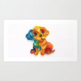 Cute Dog Paper  Quilling Artwork Print Art Print