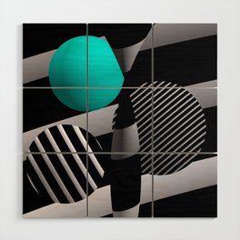 black and white and turquoise -200- Wood Wall Art