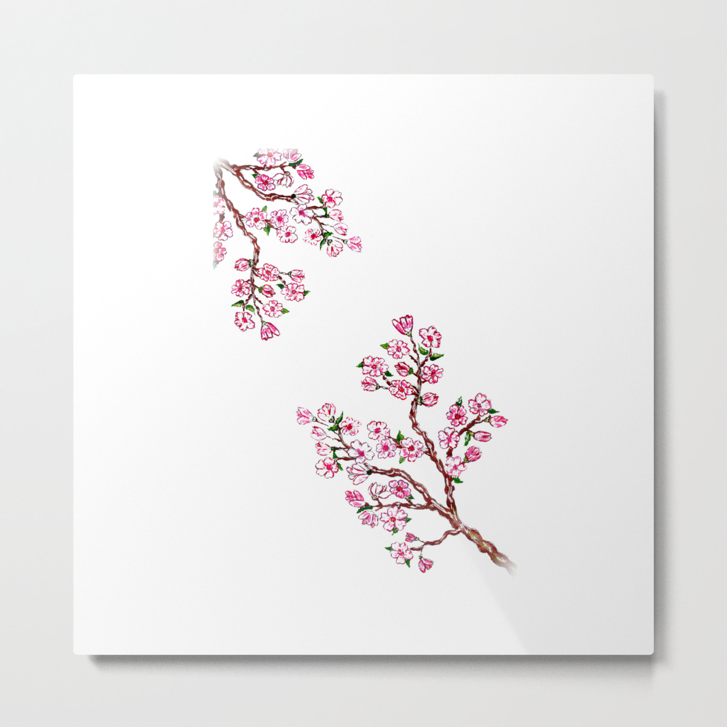 Sakura Branch Painting Metal Print By Annartshock Society6