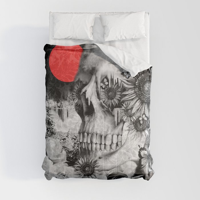 Fire in the dark, nature skull Comforter