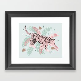 Mint and pink tiger Framed Art Print