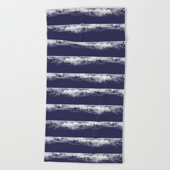 Irregular Stripes Dark Blue Beach Towel