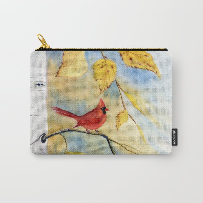 Cardinal on birch Tree Carry-All Pouch