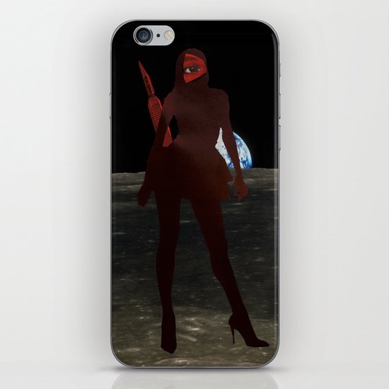 PowerWoman - Black Ninja on the Moon iPhone & iPod Skin