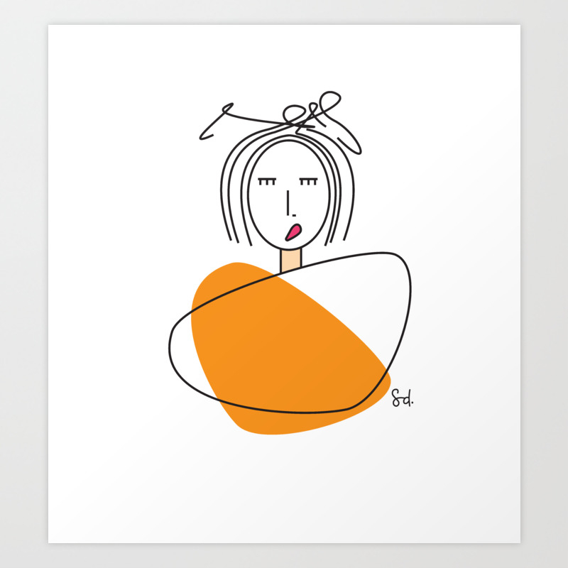 Bad Hair Day Minimalist Line Art Design Comic Girl Character Design Art Print By Sagaciousdesign Society6
