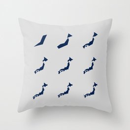 Japan - the coastline paradox - grey on navy blue Throw Pillow