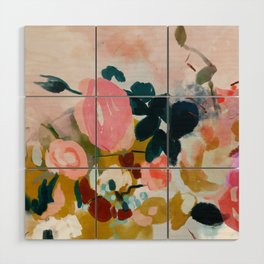 floral bloom abstract painting Wood Wall Art