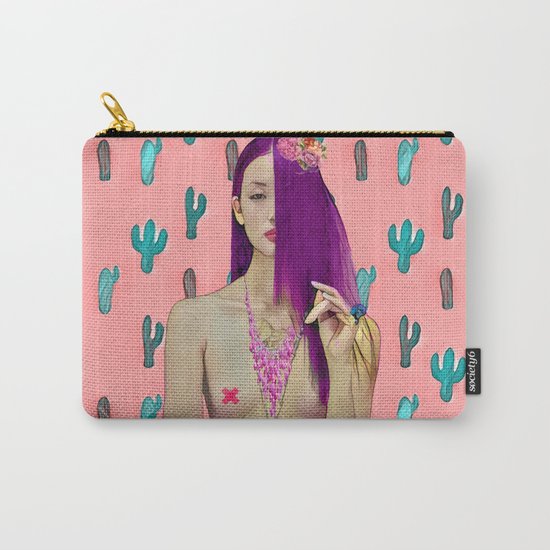 Pink Cactus and beauty model Carry-All Pouch