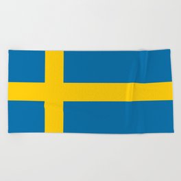 Swedish Flag of Sweden Beach Towel
