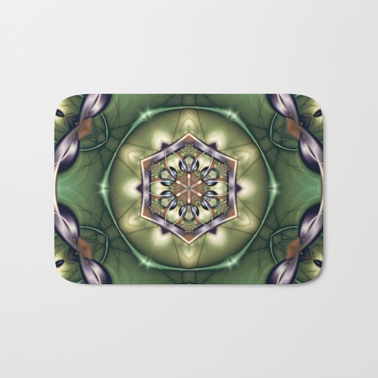 Mystery Mandala in Green Bath Mat