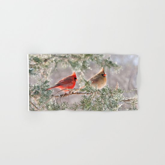 Hoarfrost Cardinals Hand & Bath Towel