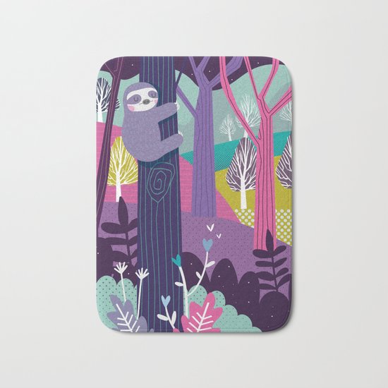 Sloth in the woods Bath Mat
