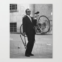 Bill F Murray stealing a bike. Rushmore production photo. Canvas Print