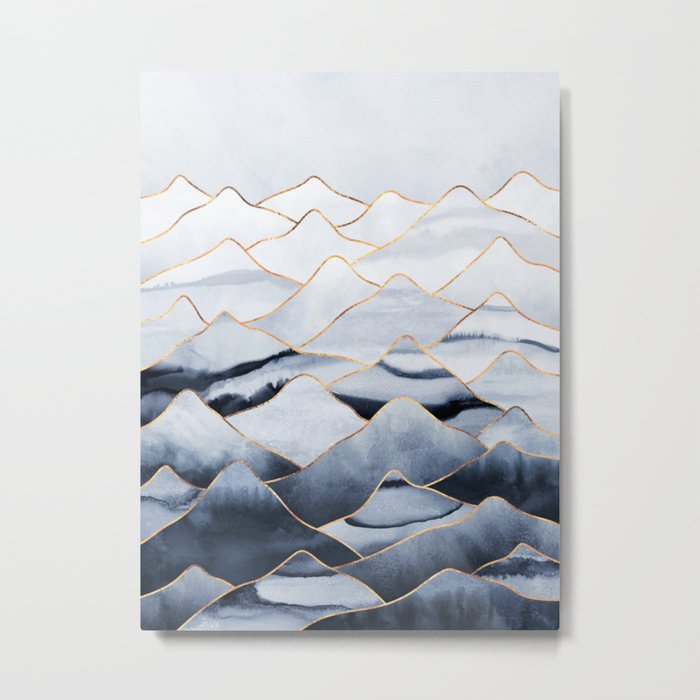 Mountains 2 - Gold Colored Lines Metal Print