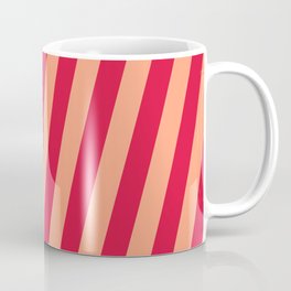 [ Thumbnail: Crimson and Light Salmon Colored Lines Pattern Coffee Mug ]
