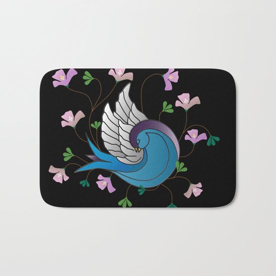 Sparrow on Black Bath Mat